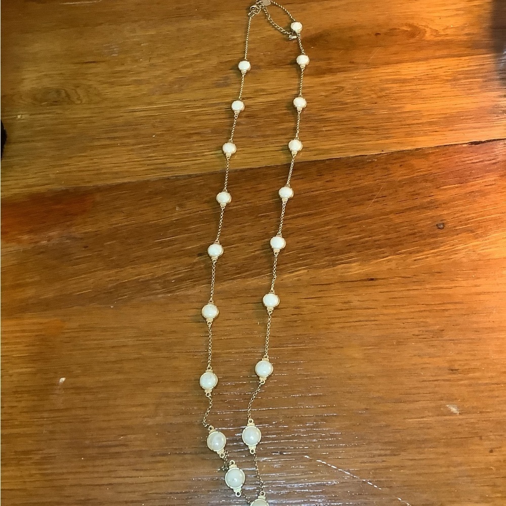 Lia Sophia 36in Gold Tone Milky White Cabochon Long Station Necklace - Picture 3 of 9